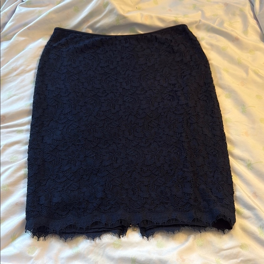 Diane Von Furstenberg Navy Lace Pencil Skirt